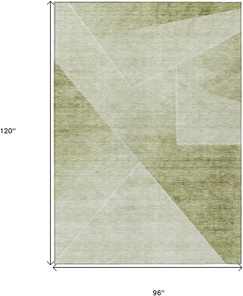 Sage And Artichoke Green Abstract Washable Indoor Outdoor Area Rug Photo 3