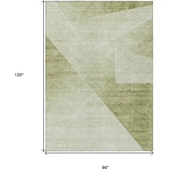 Sage And Artichoke Green Abstract Washable Indoor Outdoor Area Rug Photo 3