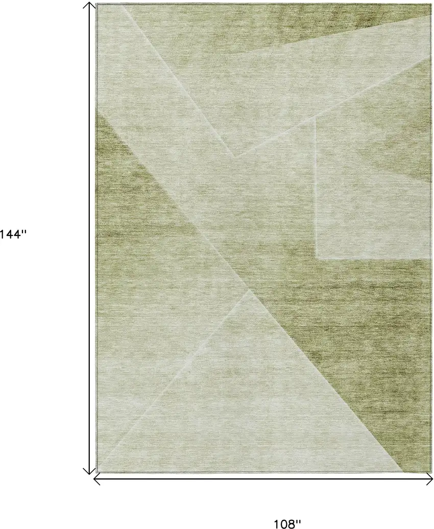 Sage And Artichoke Green Abstract Washable Indoor Outdoor Area Rug Photo 3