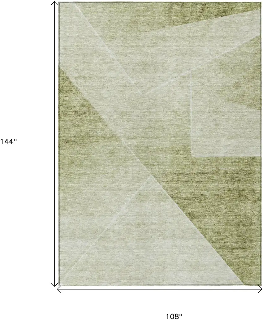 Sage And Artichoke Green Abstract Washable Indoor Outdoor Area Rug Photo 3
