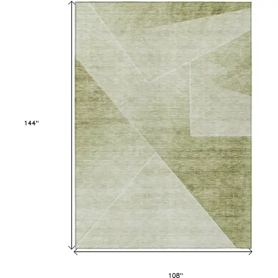 Sage And Artichoke Green Abstract Washable Indoor Outdoor Area Rug Photo 3