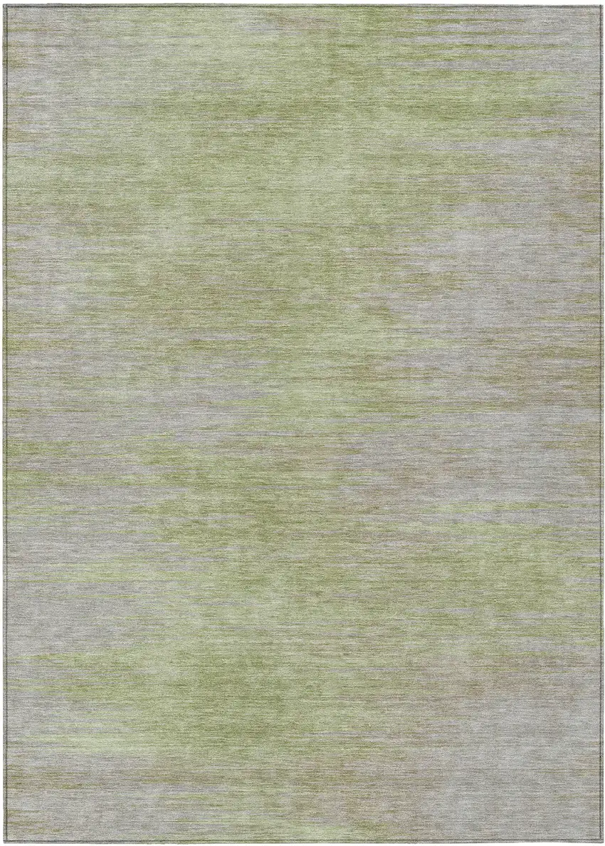 Sage And Artichoke Green Abstract Washable Indoor Outdoor Area Rug Photo 2