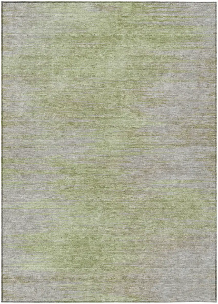 Sage And Artichoke Green Abstract Washable Indoor Outdoor Area Rug Photo 2