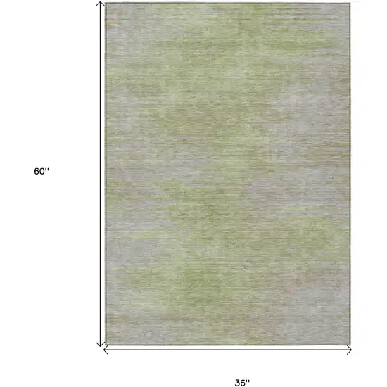 Sage And Artichoke Green Abstract Washable Indoor Outdoor Area Rug Photo 6