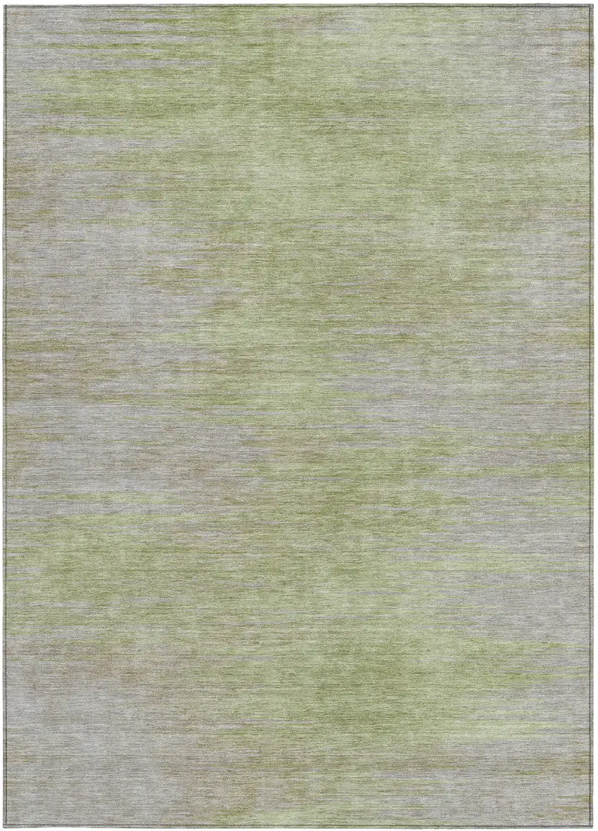 Sage And Artichoke Green Abstract Washable Indoor Outdoor Area Rug Photo 5