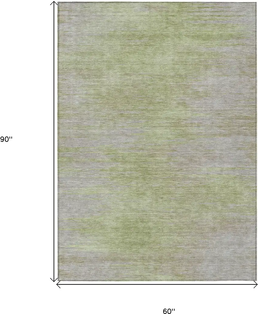 Sage And Artichoke Green Abstract Washable Indoor Outdoor Area Rug Photo 3