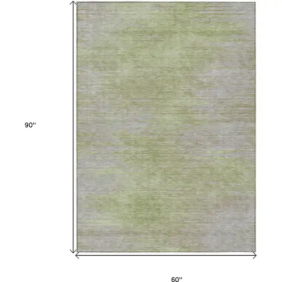 Sage And Artichoke Green Abstract Washable Indoor Outdoor Area Rug Photo 3