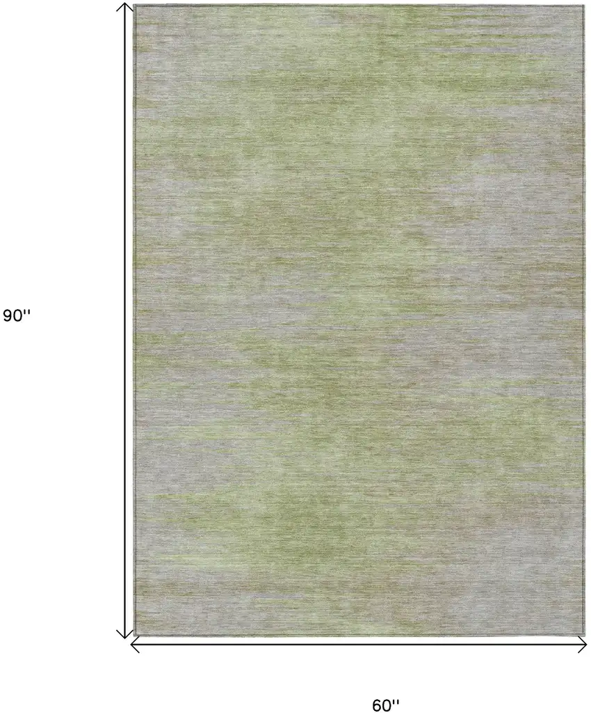 Sage And Artichoke Green Abstract Washable Indoor Outdoor Area Rug Photo 3