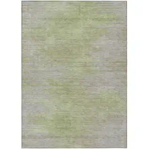 Photo of Sage And Artichoke Green Abstract Washable Indoor Outdoor Area Rug