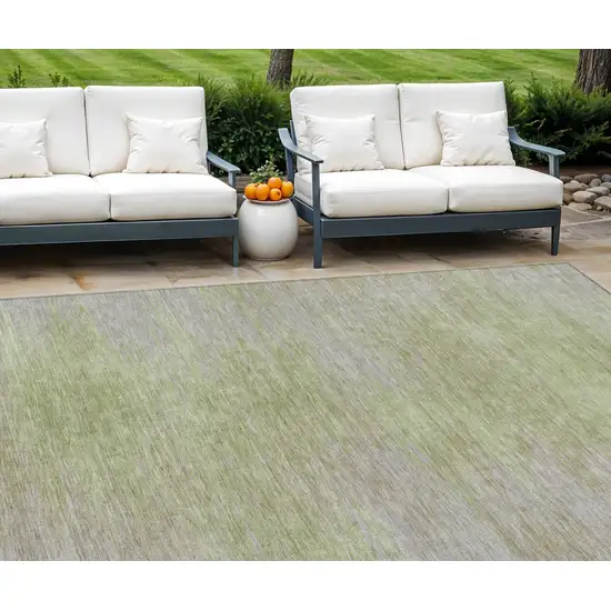 Sage And Artichoke Green Abstract Washable Indoor Outdoor Area Rug Photo 1