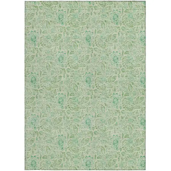 Sage And Artichoke Green Floral Washable Indoor Outdoor Area Rug Photo 5