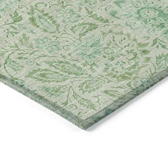 Sage And Artichoke Green Floral Washable Indoor Outdoor Area Rug Photo 6