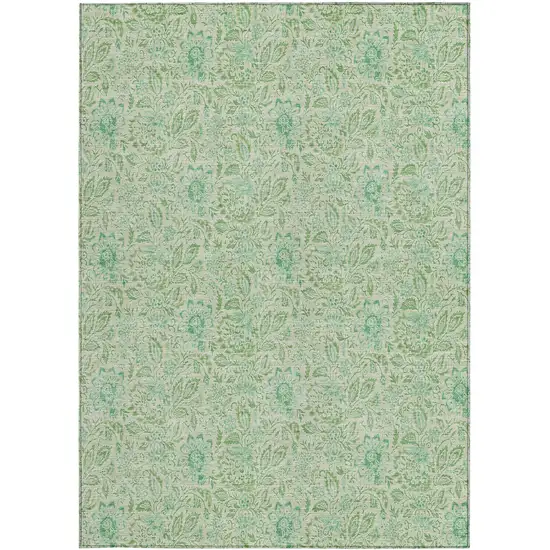 Sage And Artichoke Green Floral Washable Indoor Outdoor Area Rug Photo 5