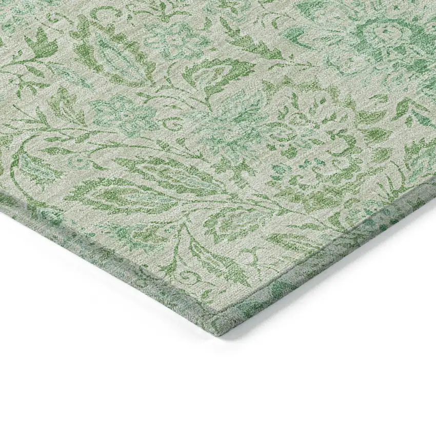 Sage And Artichoke Green Floral Washable Indoor Outdoor Area Rug Photo 4