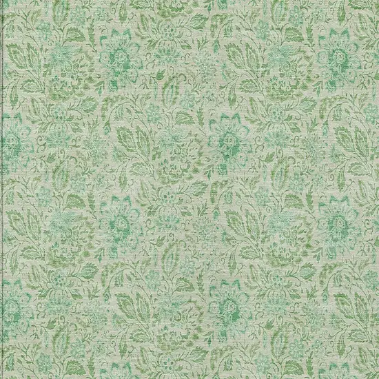 Sage And Artichoke Green Floral Washable Indoor Outdoor Area Rug Photo 5
