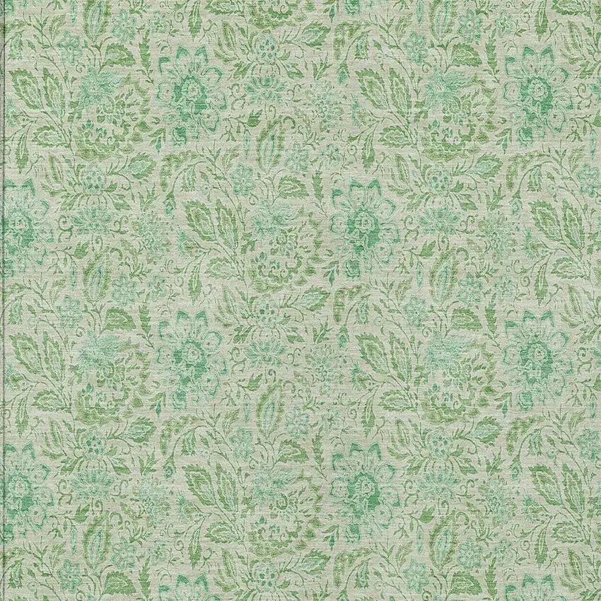 Sage And Artichoke Green Floral Washable Indoor Outdoor Area Rug Photo 5