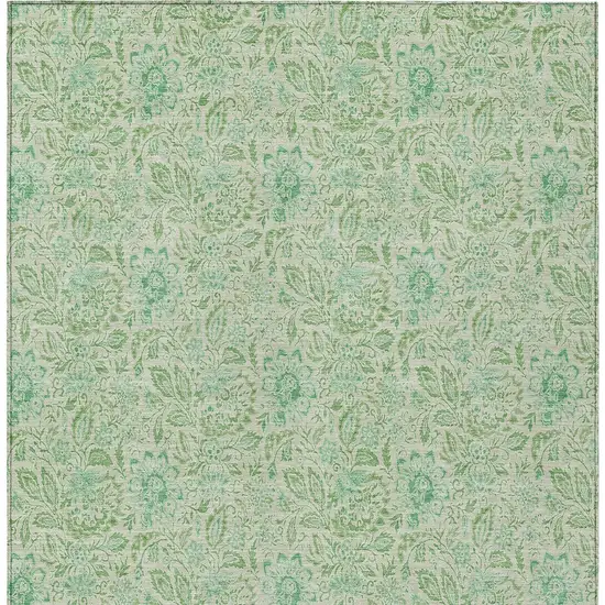 Sage And Artichoke Green Floral Washable Indoor Outdoor Area Rug Photo 6