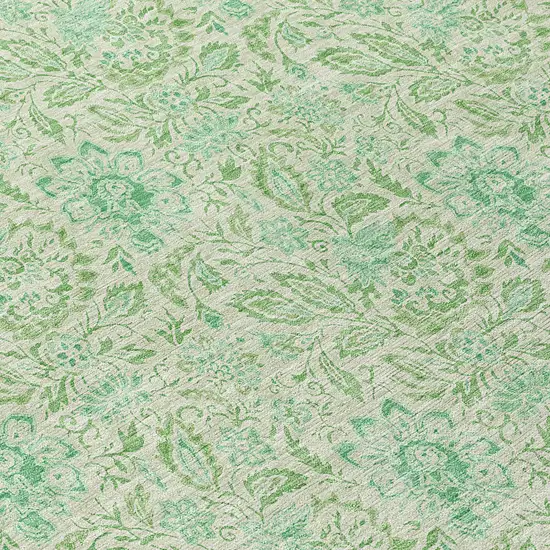 Sage And Artichoke Green Floral Washable Indoor Outdoor Area Rug Photo 7