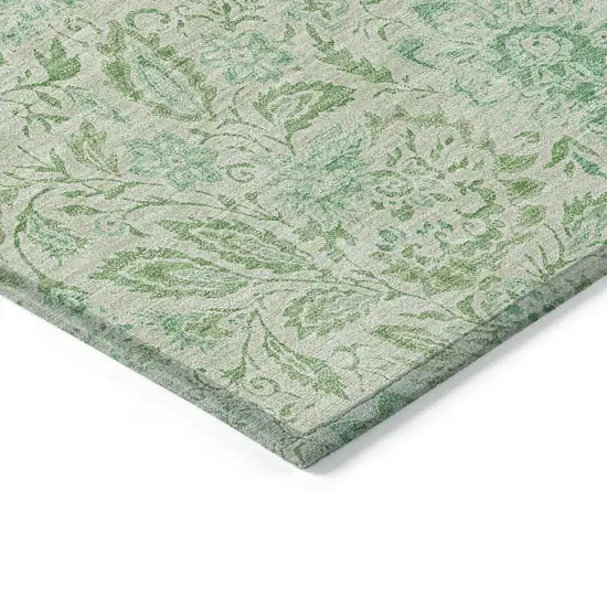 Sage And Artichoke Green Floral Washable Indoor Outdoor Area Rug Photo 4