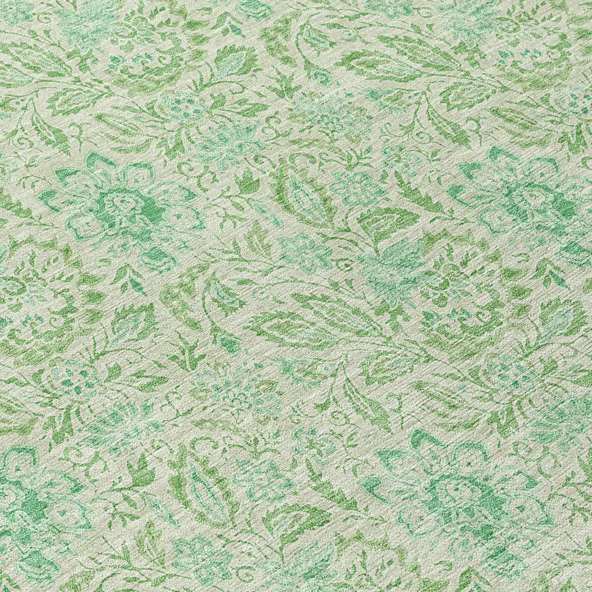 Sage And Artichoke Green Floral Washable Indoor Outdoor Area Rug Photo 7