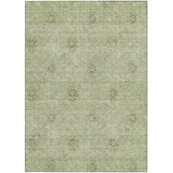 Sage And Artichoke Green Floral Washable Indoor Outdoor Area Rug Photo 6