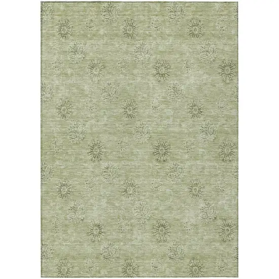 Sage And Artichoke Green Floral Washable Indoor Outdoor Area Rug Photo 2