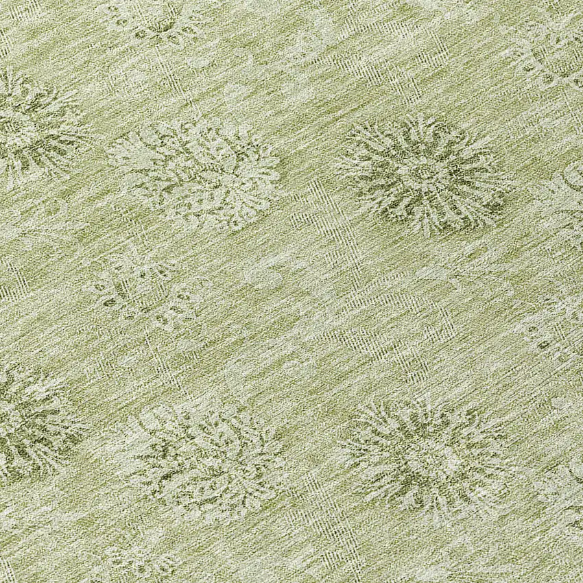 Sage And Artichoke Green Floral Washable Indoor Outdoor Area Rug Photo 8