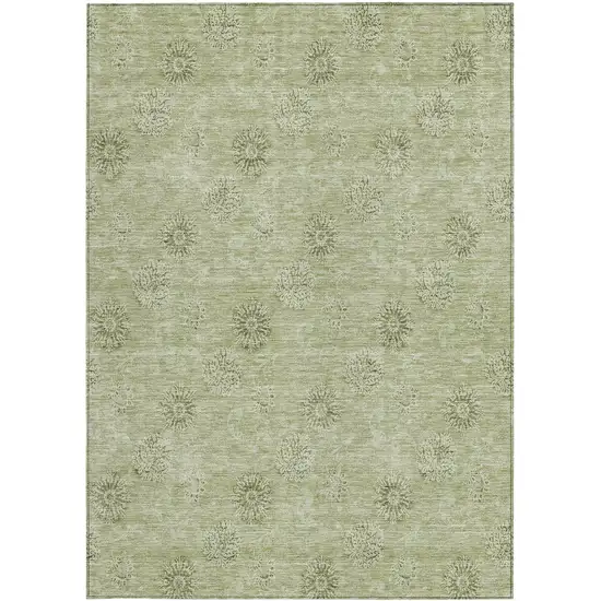 Sage And Artichoke Green Floral Washable Indoor Outdoor Area Rug Photo 7