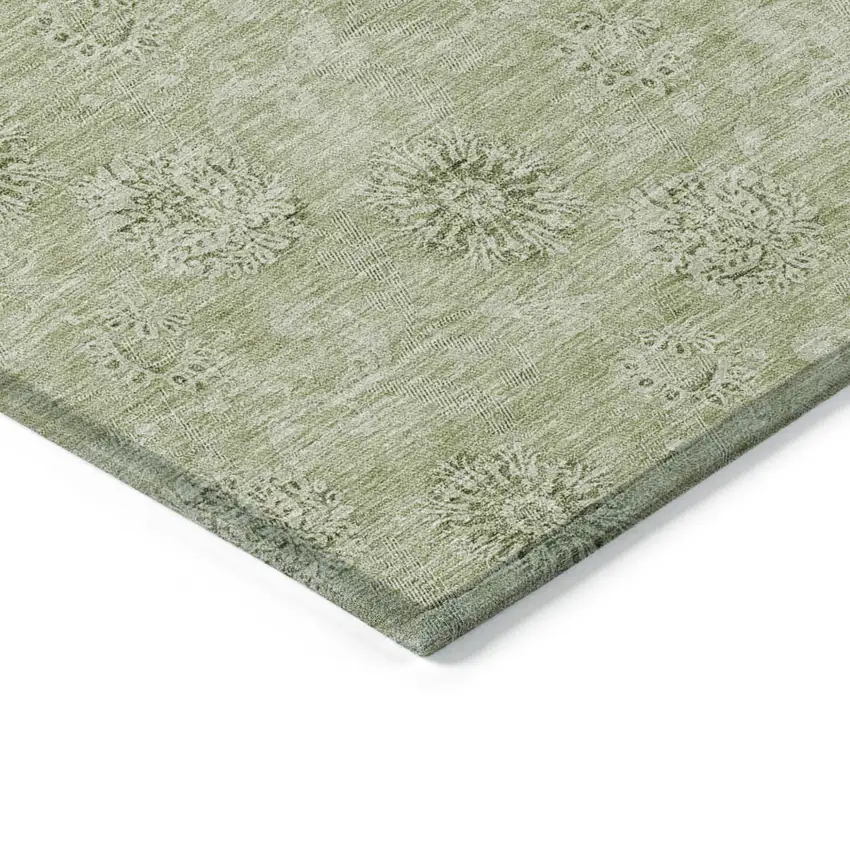Sage And Artichoke Green Floral Washable Indoor Outdoor Area Rug Photo 5