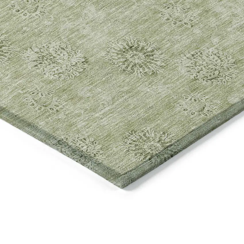 Sage And Artichoke Green Floral Washable Indoor Outdoor Area Rug Photo 5
