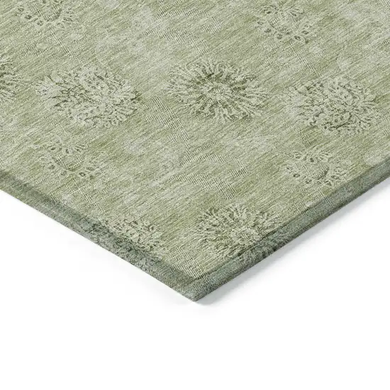 Sage And Artichoke Green Floral Washable Indoor Outdoor Area Rug Photo 5