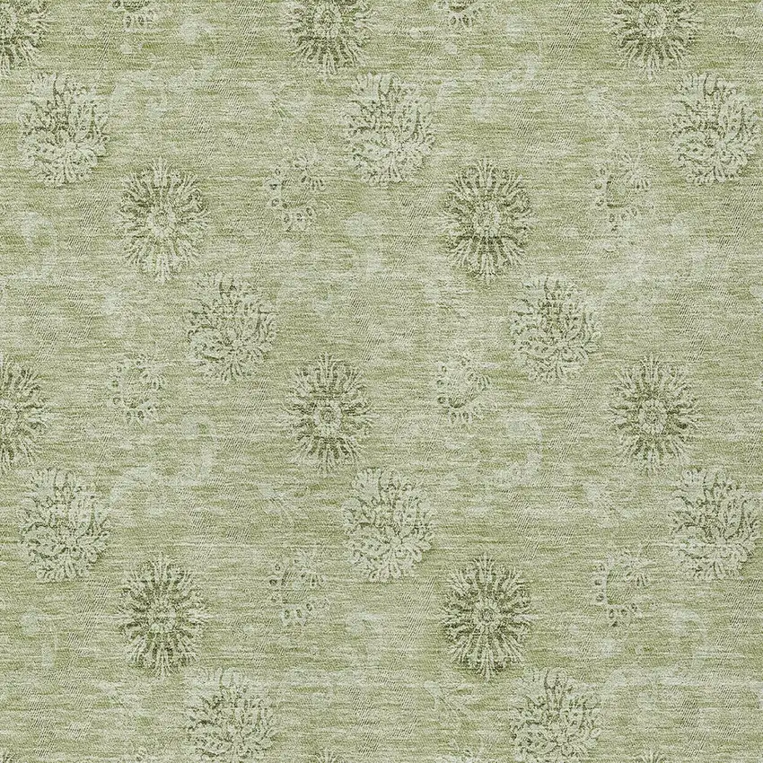 Sage And Artichoke Green Floral Washable Indoor Outdoor Area Rug Photo 6