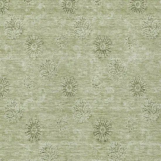Sage And Artichoke Green Floral Washable Indoor Outdoor Area Rug Photo 6