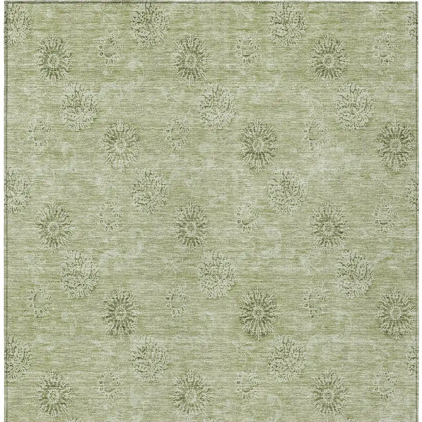 Sage And Artichoke Green Floral Washable Indoor Outdoor Area Rug Photo 7
