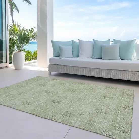 Sage And Artichoke Green Floral Washable Indoor Outdoor Area Rug Photo 8