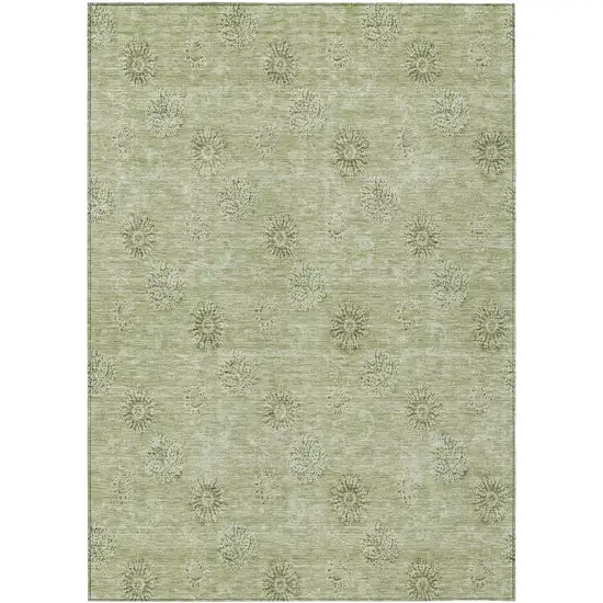 Sage And Artichoke Green Floral Washable Indoor Outdoor Area Rug Photo 2