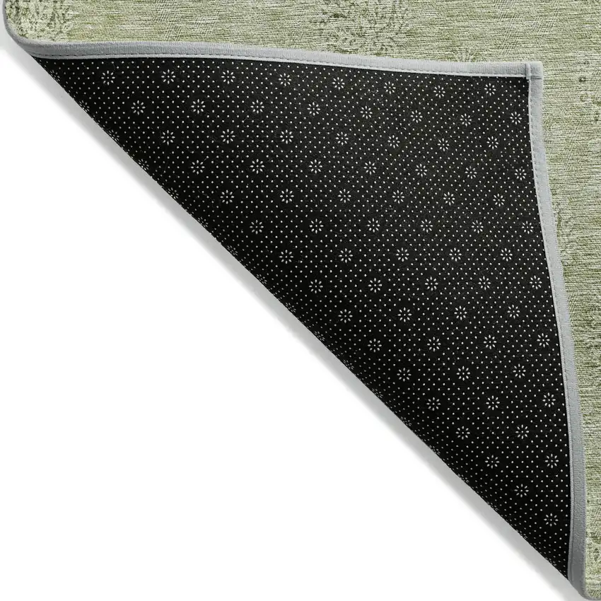 Sage And Artichoke Green Floral Washable Indoor Outdoor Area Rug Photo 4