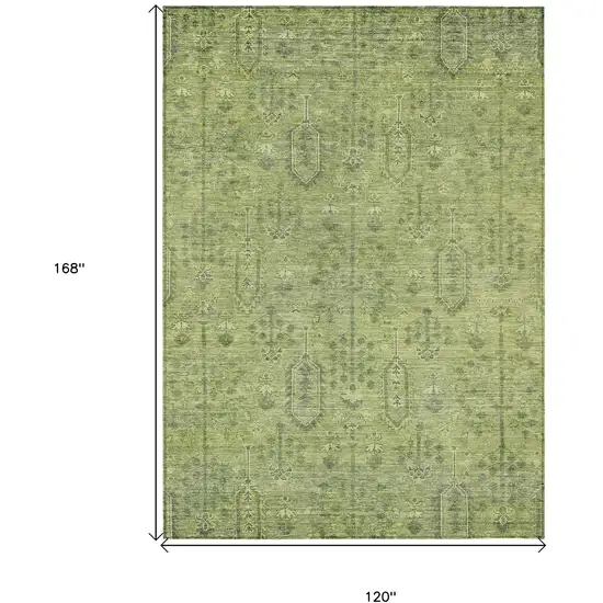 Sage And Artichoke Green Southwestern Washable Indoor Outdoor Area Rug Photo 3