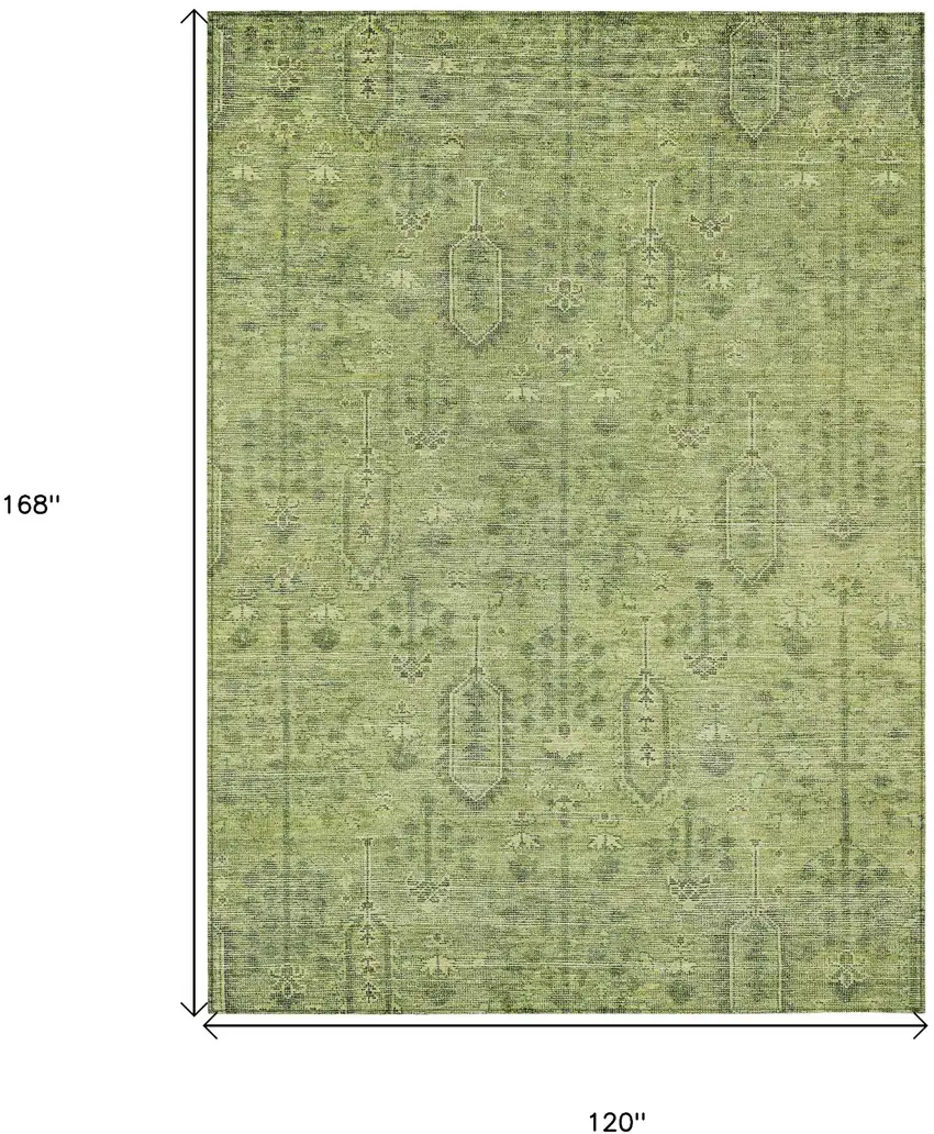 Sage And Artichoke Green Southwestern Washable Indoor Outdoor Area Rug Photo 3