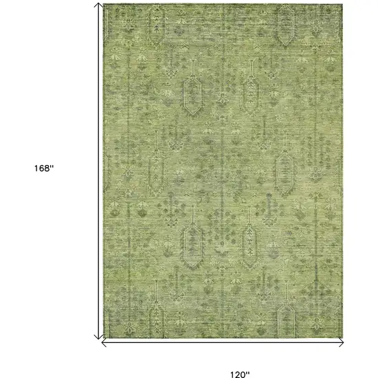 Sage And Artichoke Green Southwestern Washable Indoor Outdoor Area Rug Photo 3