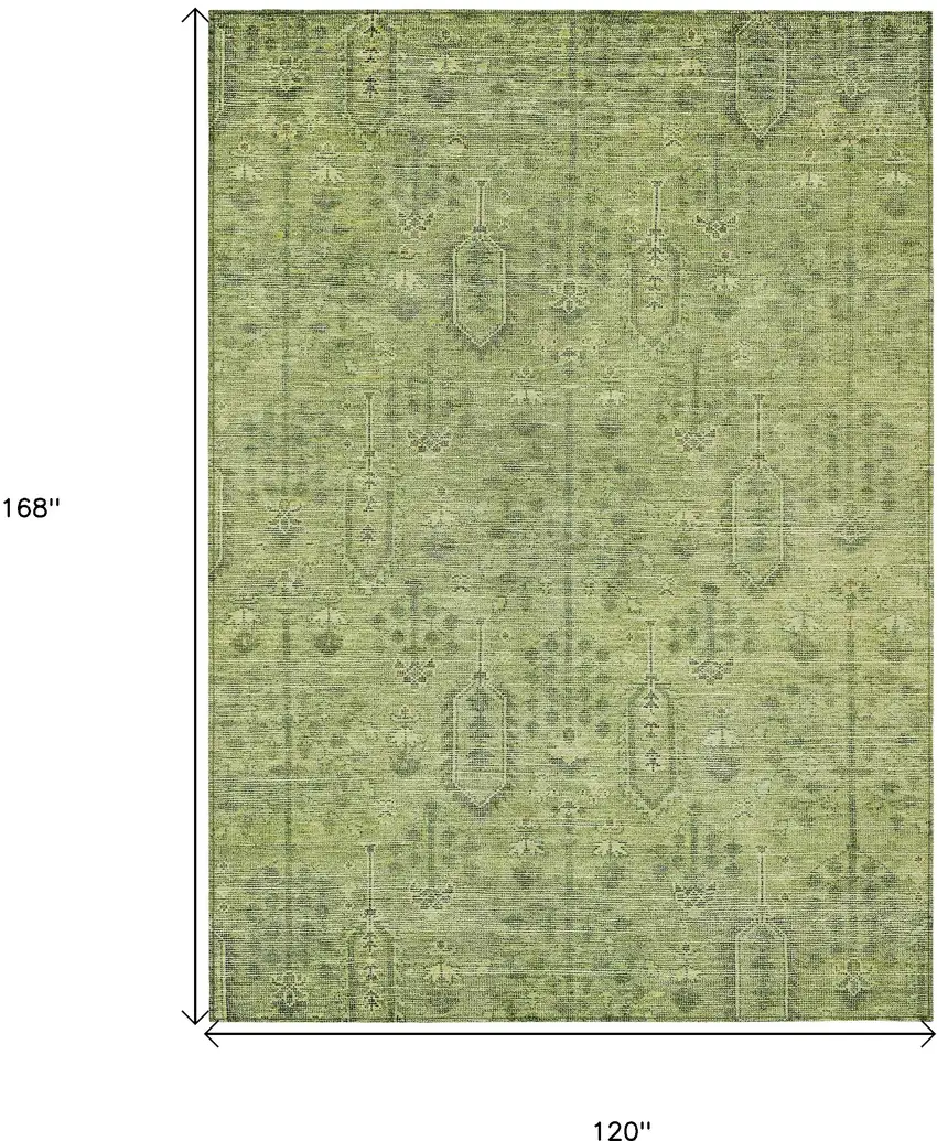 Sage And Artichoke Green Southwestern Washable Indoor Outdoor Area Rug Photo 3