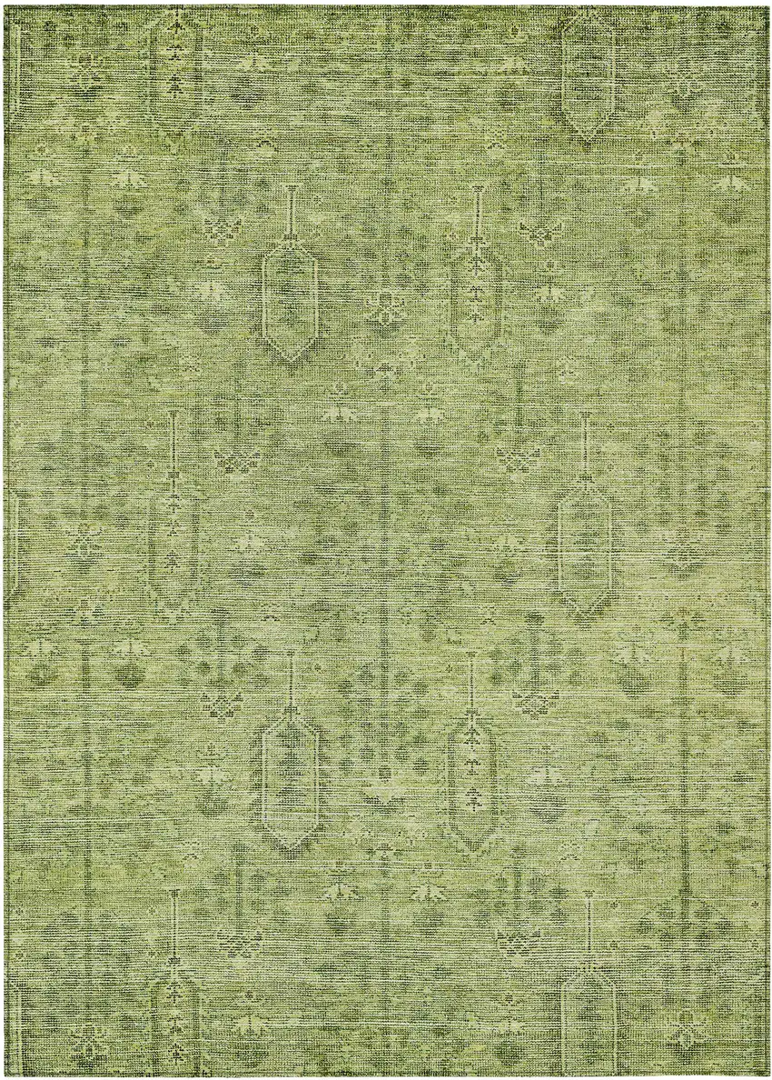 Sage And Artichoke Green Southwestern Washable Indoor Outdoor Area Rug Photo 2