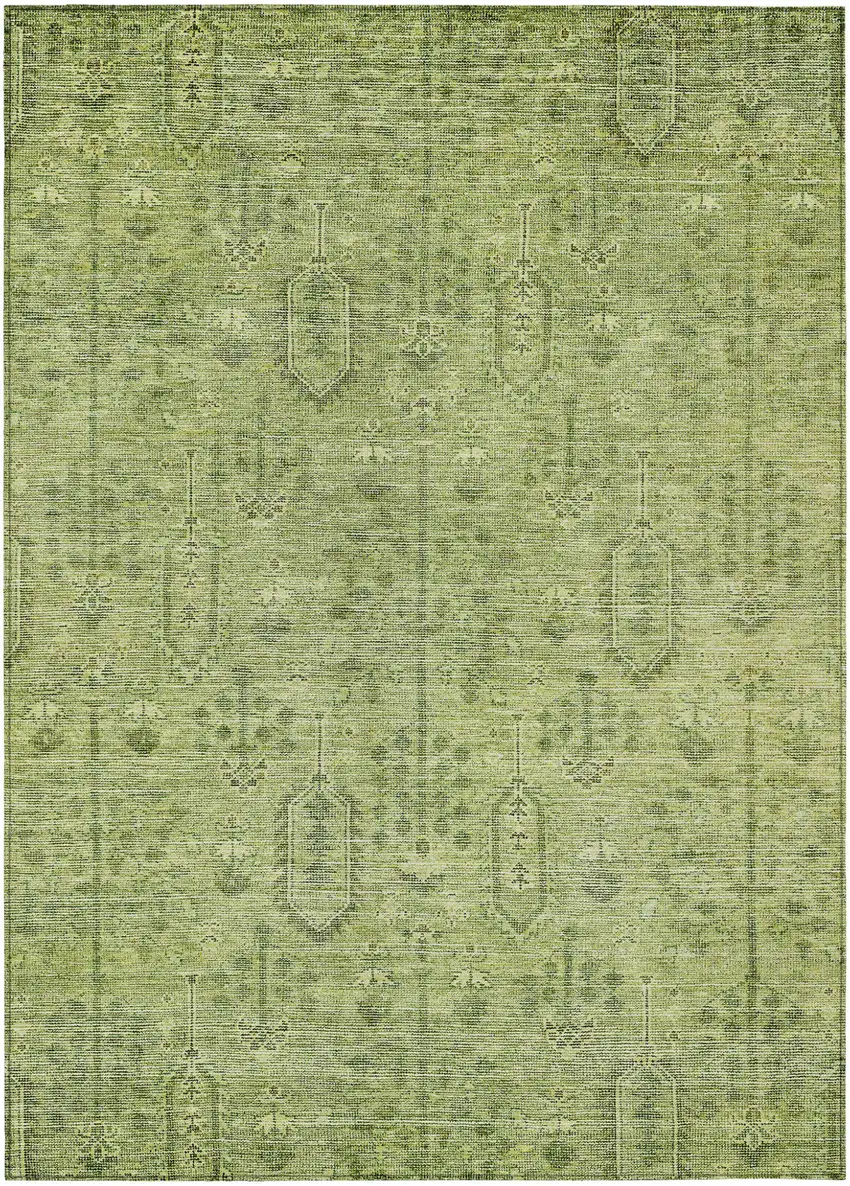 Sage And Artichoke Green Southwestern Washable Indoor Outdoor Area Rug Photo 2