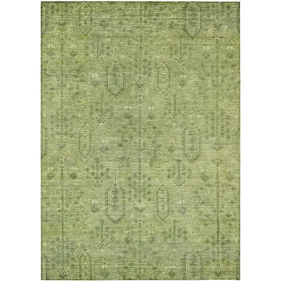 Sage And Artichoke Green Southwestern Washable Indoor Outdoor Area Rug Photo 2