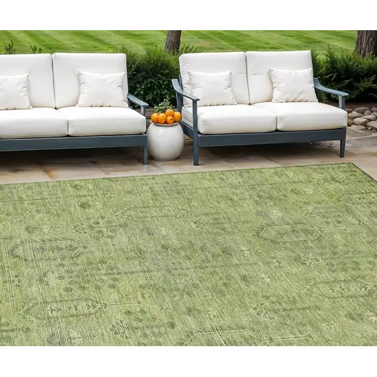 Sage And Artichoke Green Southwestern Washable Indoor Outdoor Area Rug Photo 1