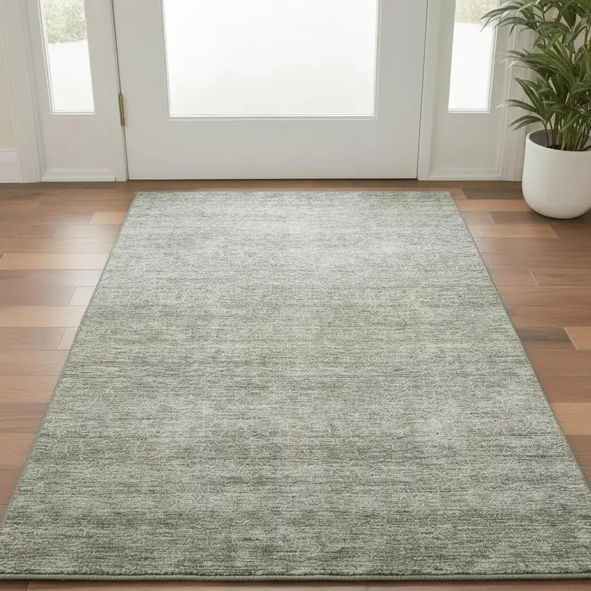 Sage And Beige Abstract Washable Area Rug With UV Protection Photo 2