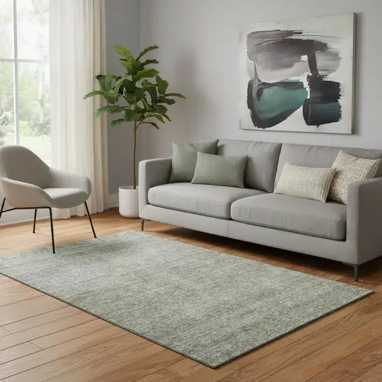 Sage And Beige Abstract Washable Area Rug With UV Protection Photo 2