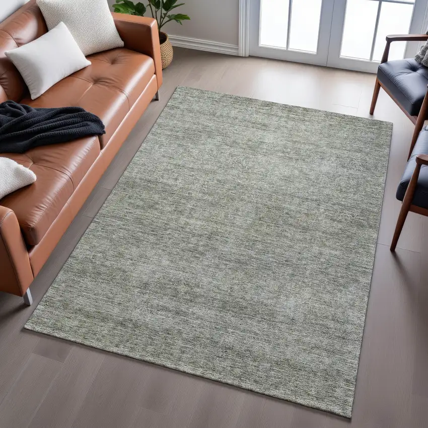 Sage And Beige Abstract Washable Area Rug With UV Protection Photo 5