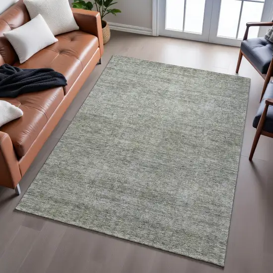 Sage And Beige Abstract Washable Area Rug With UV Protection Photo 5