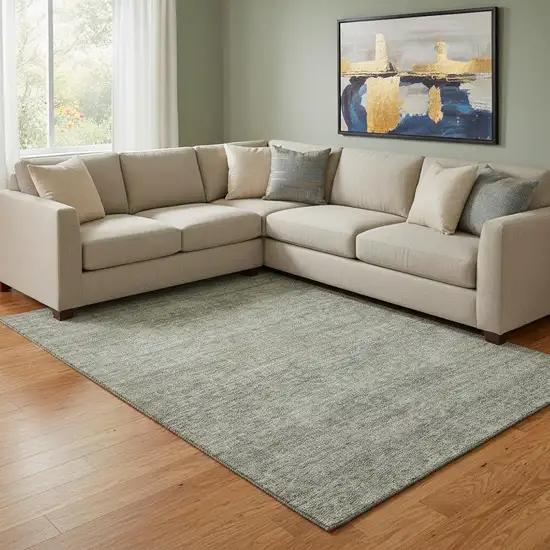 Sage And Beige Abstract Washable Area Rug With UV Protection Photo 2